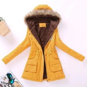 Faux Fur Hood Parka Coat